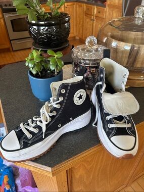 Converse Black and White Platform High-Top Sneakers